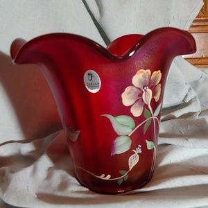 Fenton Glass Vase Red Ruby